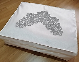 Fransız Dantelli Hurç Ekru-Gri