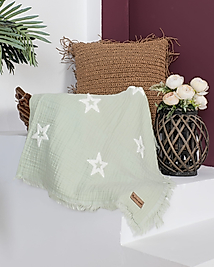 DOKUMA MÜSLİN BATTANİYE-MİNT YILDIZ RENK