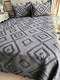 LAL HOME PONPON PİKE -YATAK ÖRTÜSÜ TAKIMI ANTRASİT GRİ