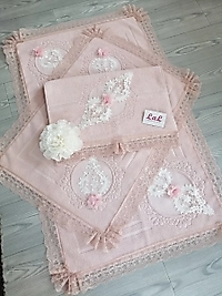 Havlu Paspas Seti -Pudra Güpürlü