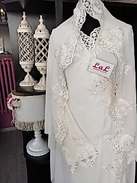 Ekru Fransız Güpürlü Namaz Elbisesi