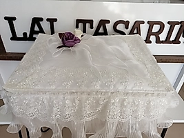 Pliseli Güpürlü Hurç -Ekru