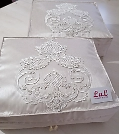 Fransız Dantelli Kutu Hurç Set-Kapiçino