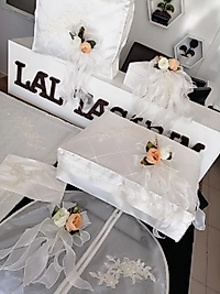 Fransız Dantelli Bohça Seti- Ekru Takım